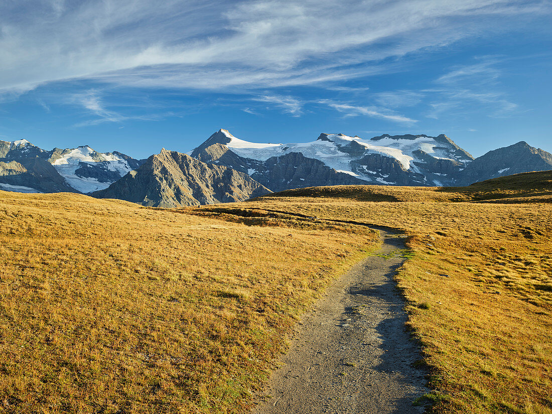 Weg am Plan des Eaux, l'Albaron, Bonneval-sur-Arc, Vanoise Nationalpark, Savoyen, Frankreich