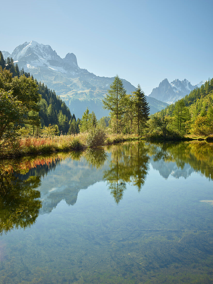 See am Col de Montets, Aiguille Verte, Mont Blanc, Haute-Savoie, Frankreich