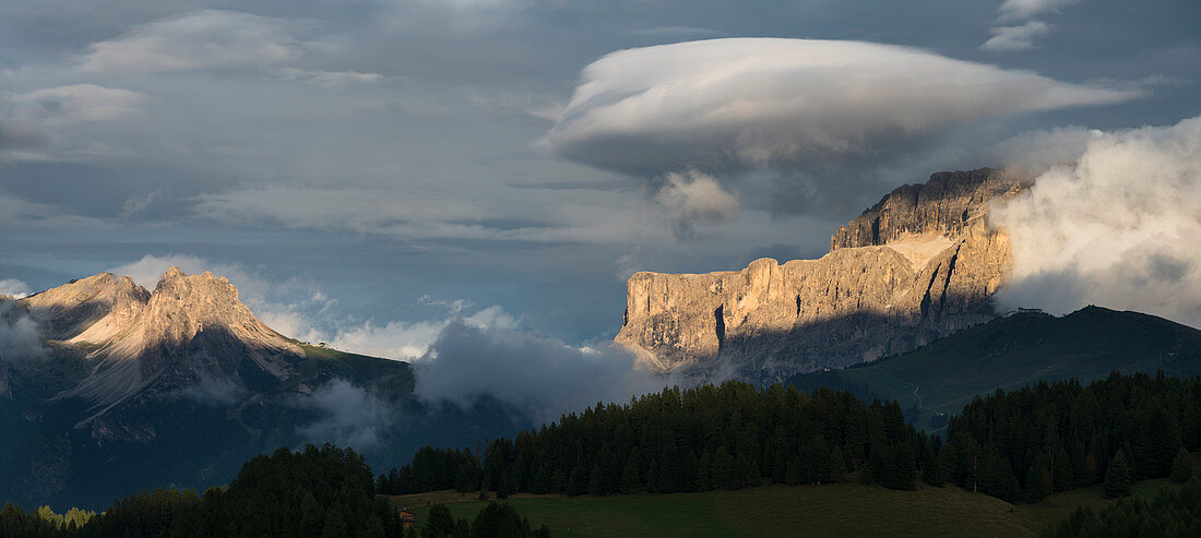 Sella group from the Alpe di Siusi, Veneto, Italy