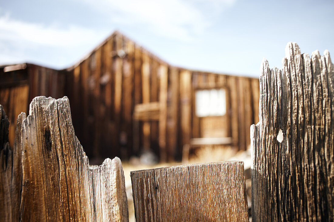 Wooden fence in the ghost town of Bodie. Eastern Sierra, California, United States.
