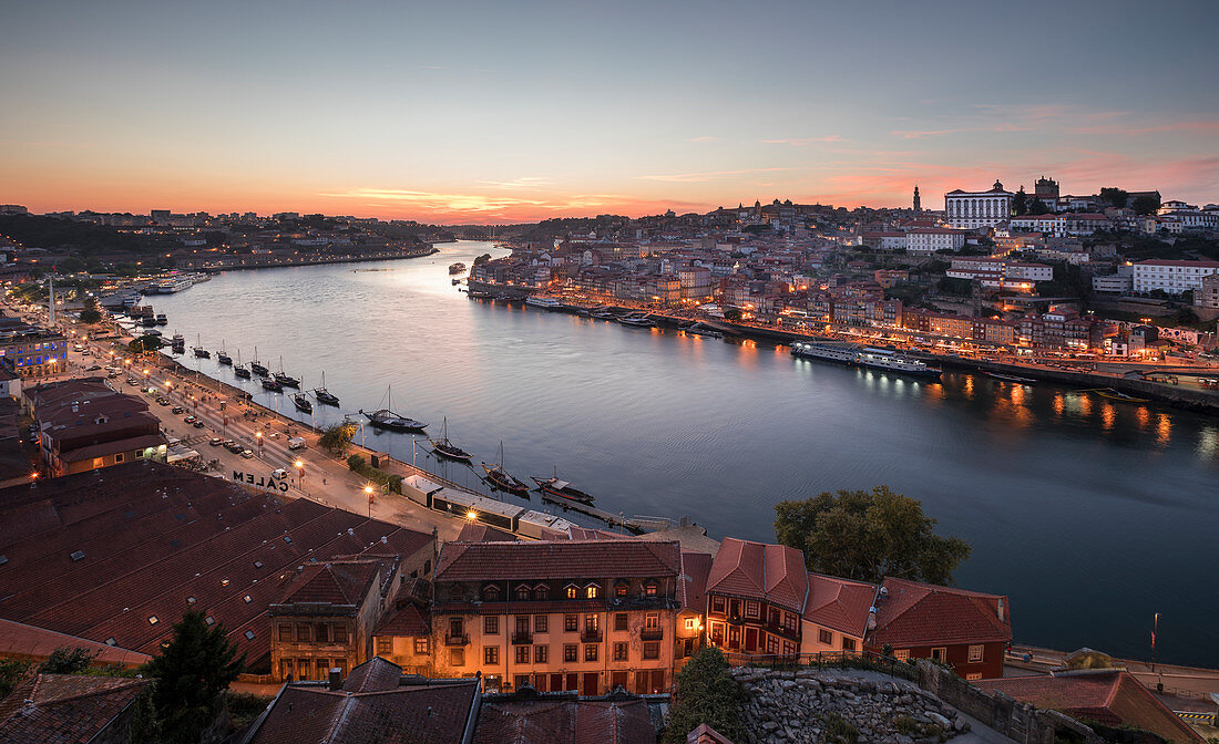 Porto with Douro river in sunset, Portugal