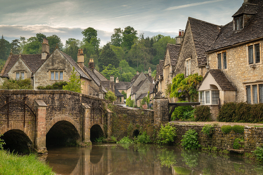 The picturesque Cotswolds village of Castle Combe, Wiltshire, England, United Kingdom, Europe