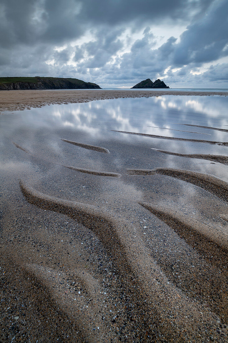 Sandmuster am Strand von Holywell Bay, Cornwall, England, Vereinigtes Königreich, Europa