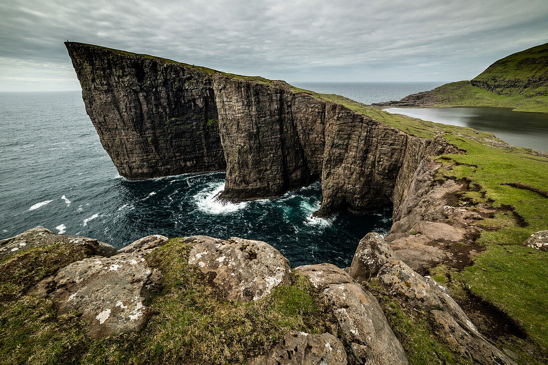 Traelanipa cliffs, Vagar Island, Faroe Islands, Denmark, Atlantic, Europe