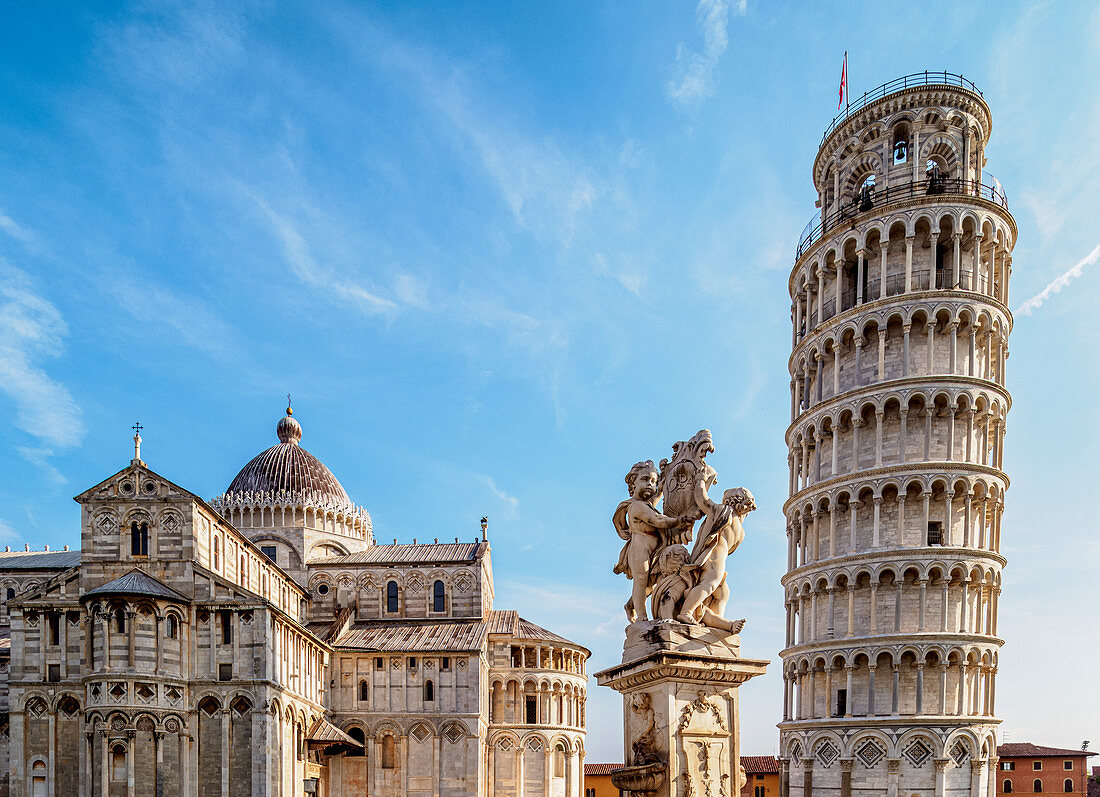 Die Kathedrale und der Schiefe Turm, Piazza dei Miracoli, UNESCO-Weltkulturerbe, Pisa, Toskana, Italien, Europa