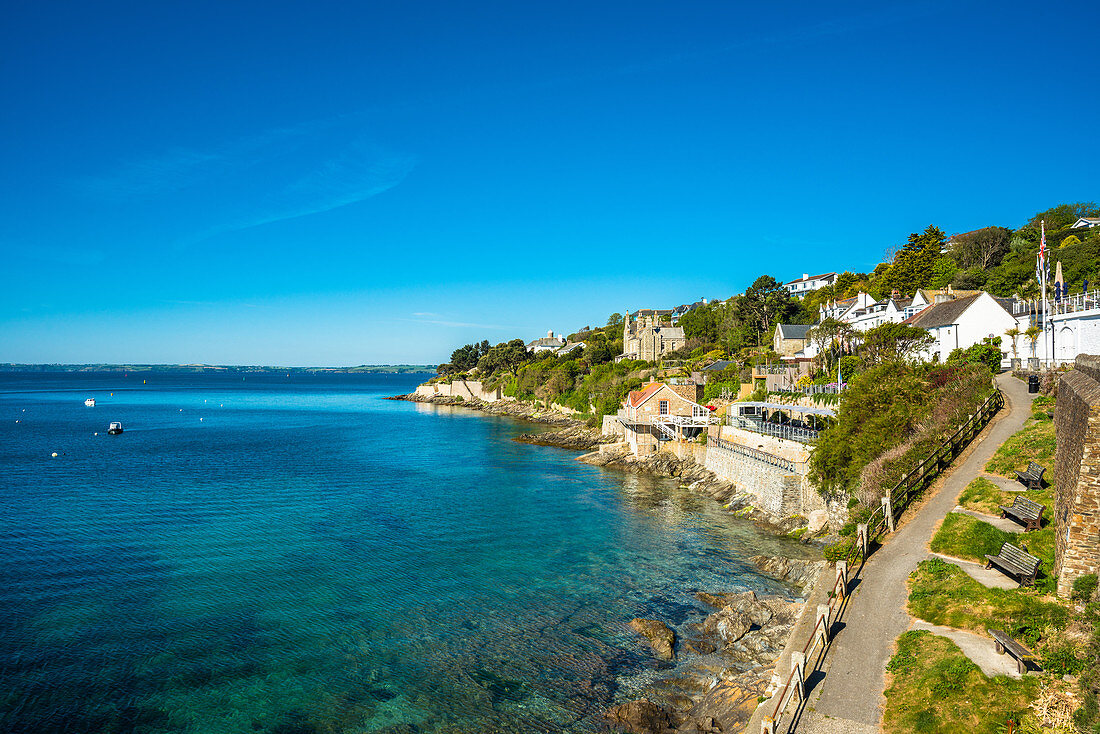 The seafront at the scenic village of St. Mawes, Cornwall, England, United Kingdom, Europe