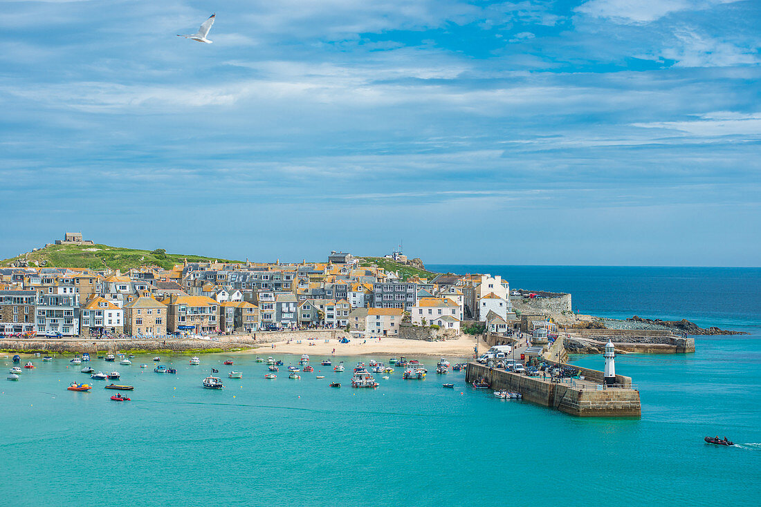 Panoramic views of St. Ives in Cornwall, England, United Kingdom, Europe