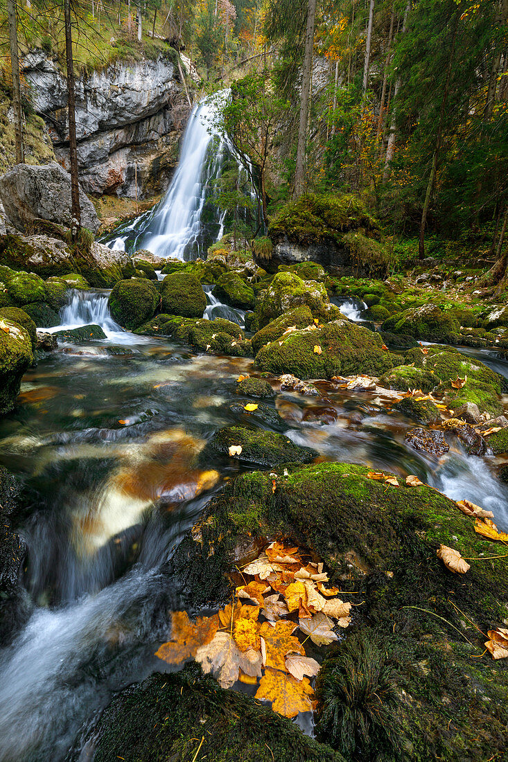 Gollinger waterfall in autumn, Tennengau, Austria