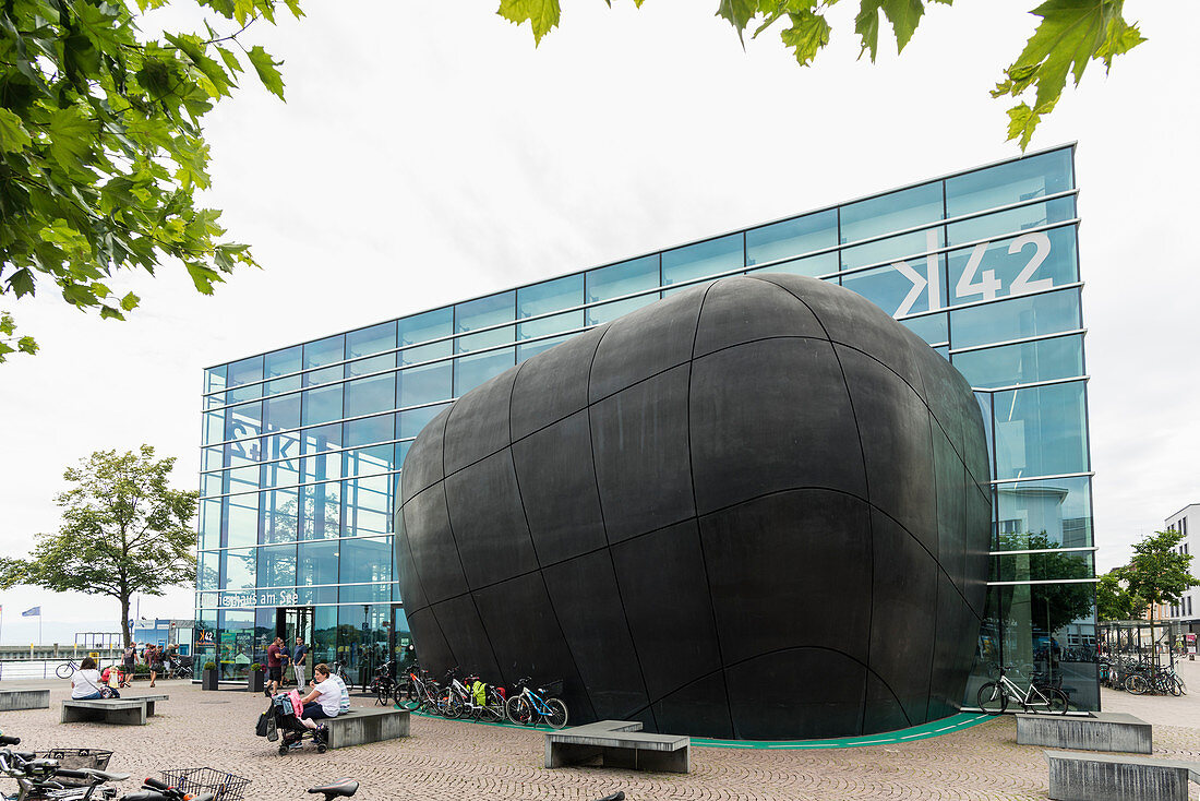 Cultural center K42 with pebbles, Medienhaus am See, Friedrichshafen, Lake Constance, Baden-Württemberg, Germany