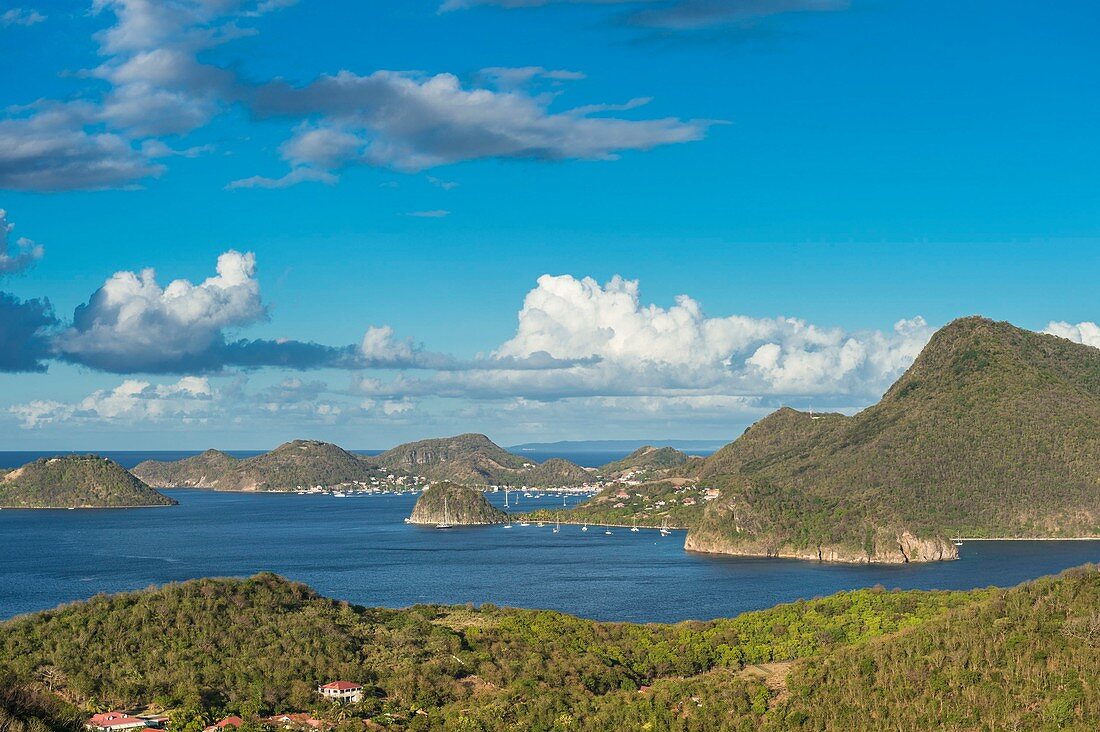 France, Guadeloupe (French West Indies), Les Saintes archipelago, Terre de Bas, panoramic view over Terre de Haut