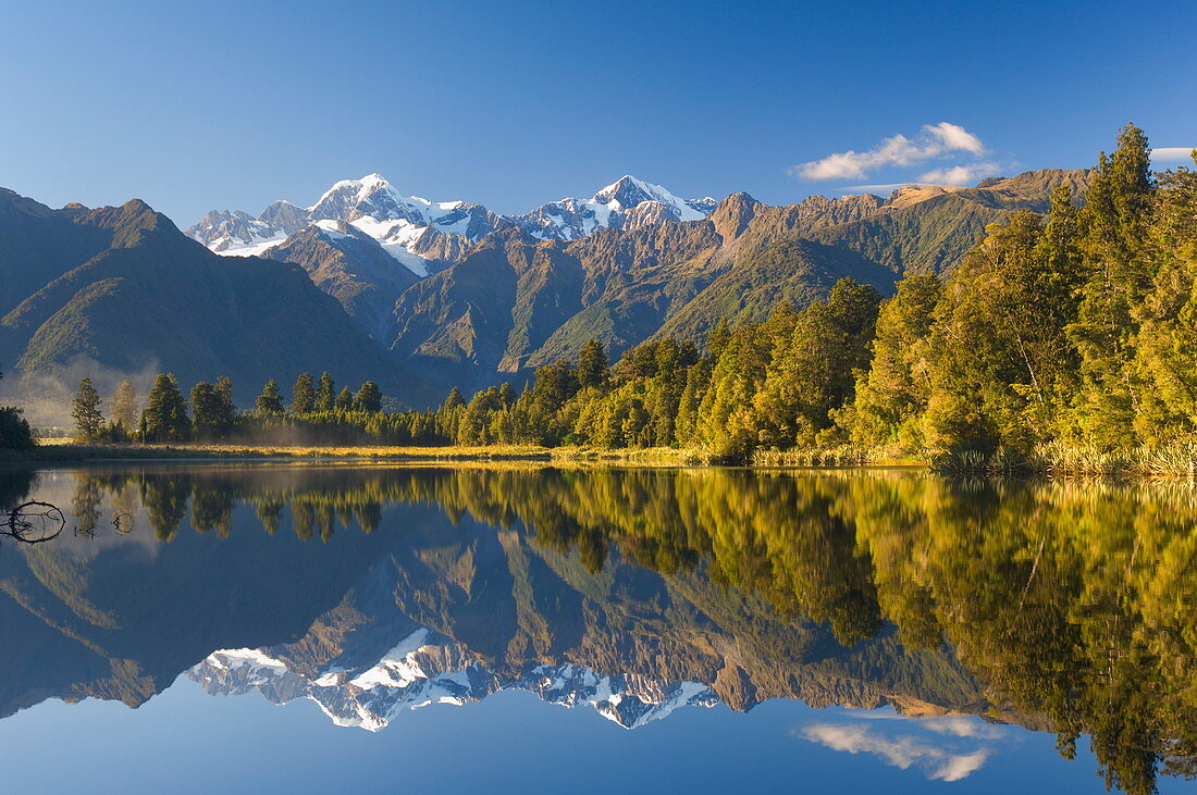 Lake Matheson, Mount Tasman and Mount Cook, Westland, South Island, New Zealand, Pacific