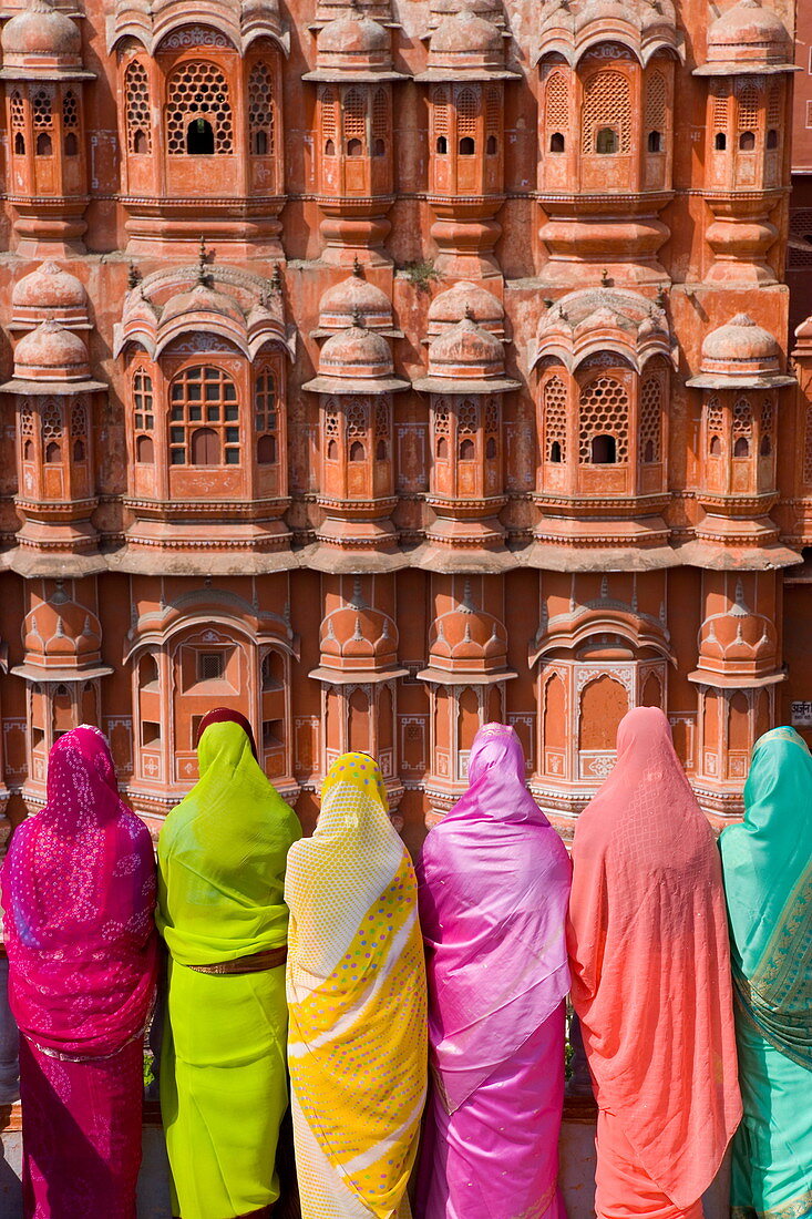 Indien, Rajasthan, Jaipur, Hawa Mahal, Palast der Winde, erbaut 1799, eines der Wahrzeichen von Jaipur