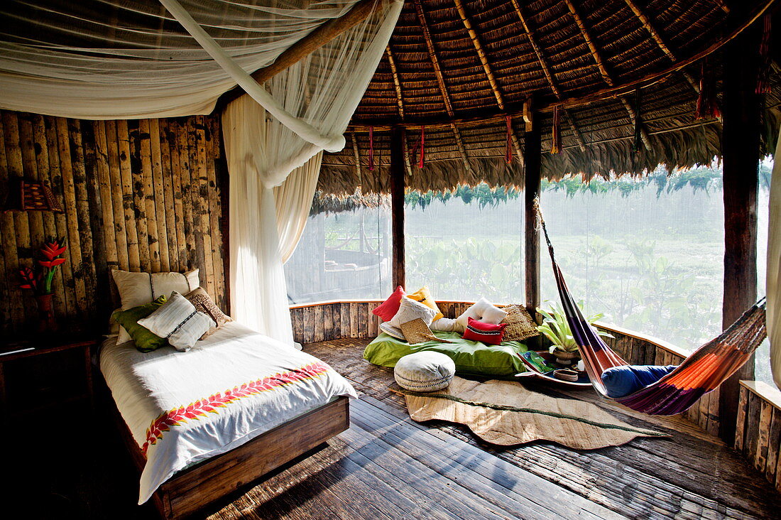 A hotel room at Kapawi Ecolodge, Amazon, Ecuador, South America