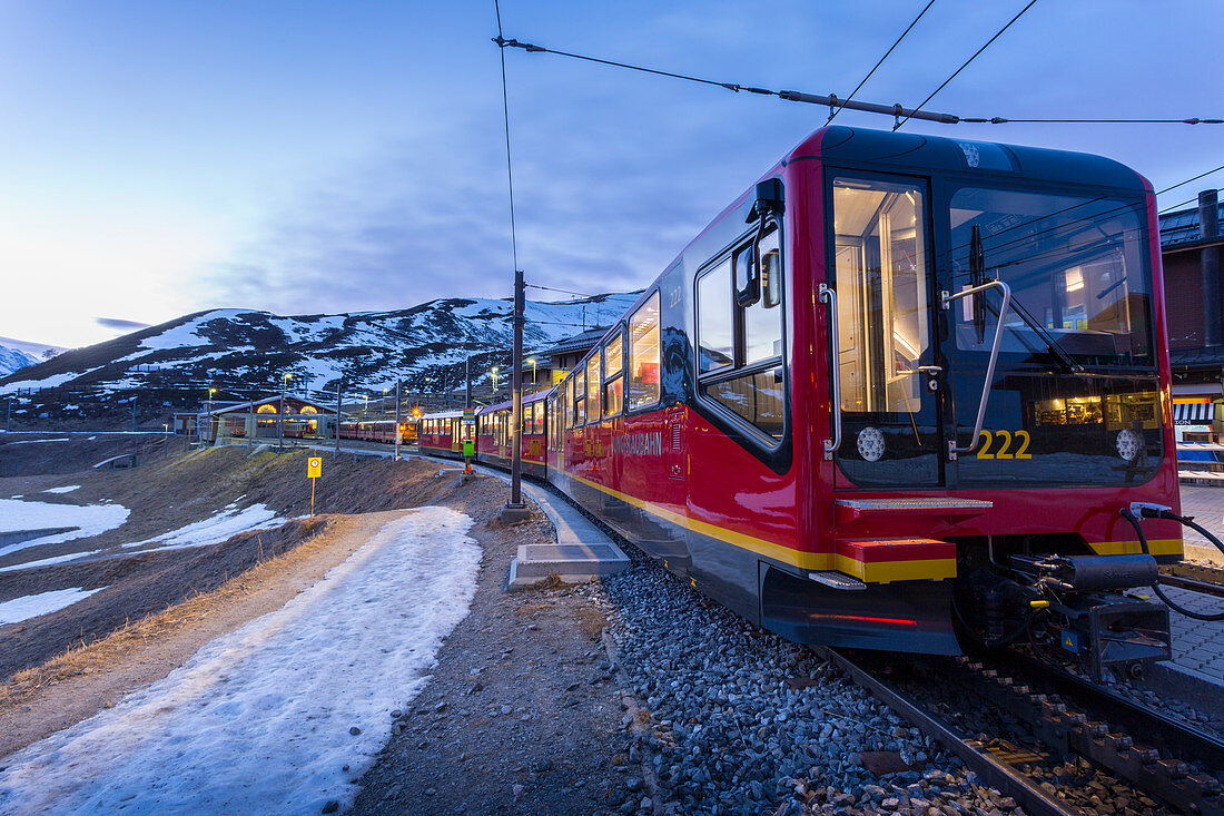 Train to Jungfraujoch, Kleine Scheidegg, Jungfrau region, Bernese Oberland, Swiss Alps, Switzerland, Europe