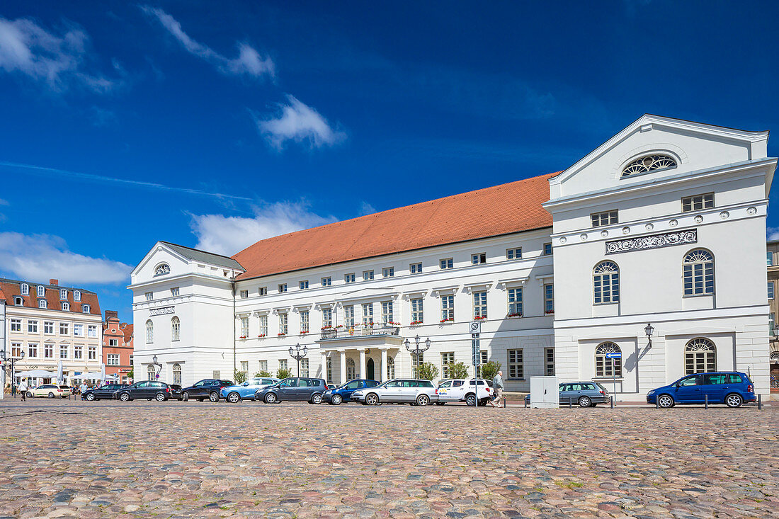Town hall in Wismar, located at Marktplatz in the centrum of the city, Wismar stadt, Mecklenburgâ€“Vorpommern, Germany.