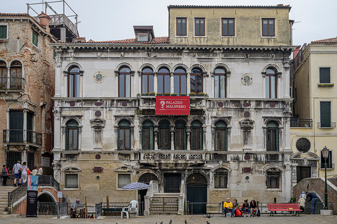 Facade of the Malipiero Palace, Venice, Italy