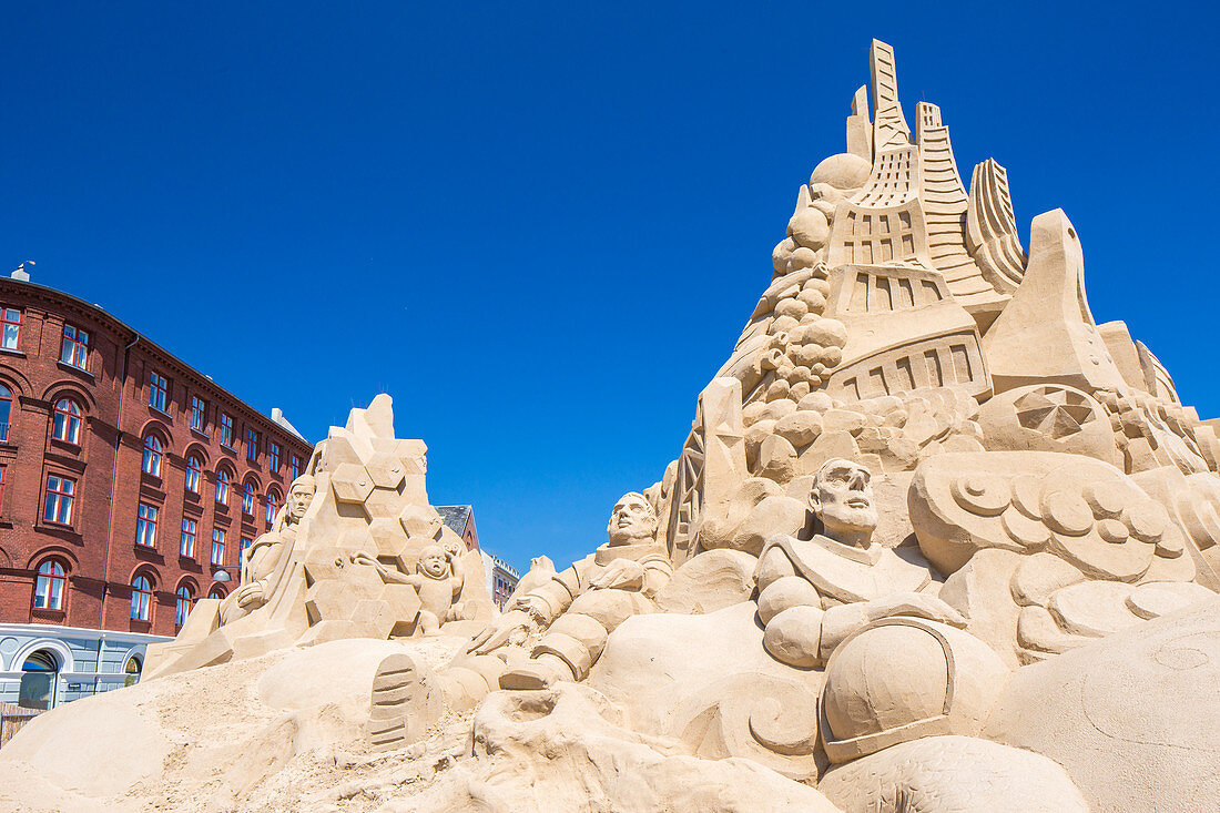 Havnegade Harbour Promenade. Festival of sand sculptures, Copenhagen, Zealand, Denmark