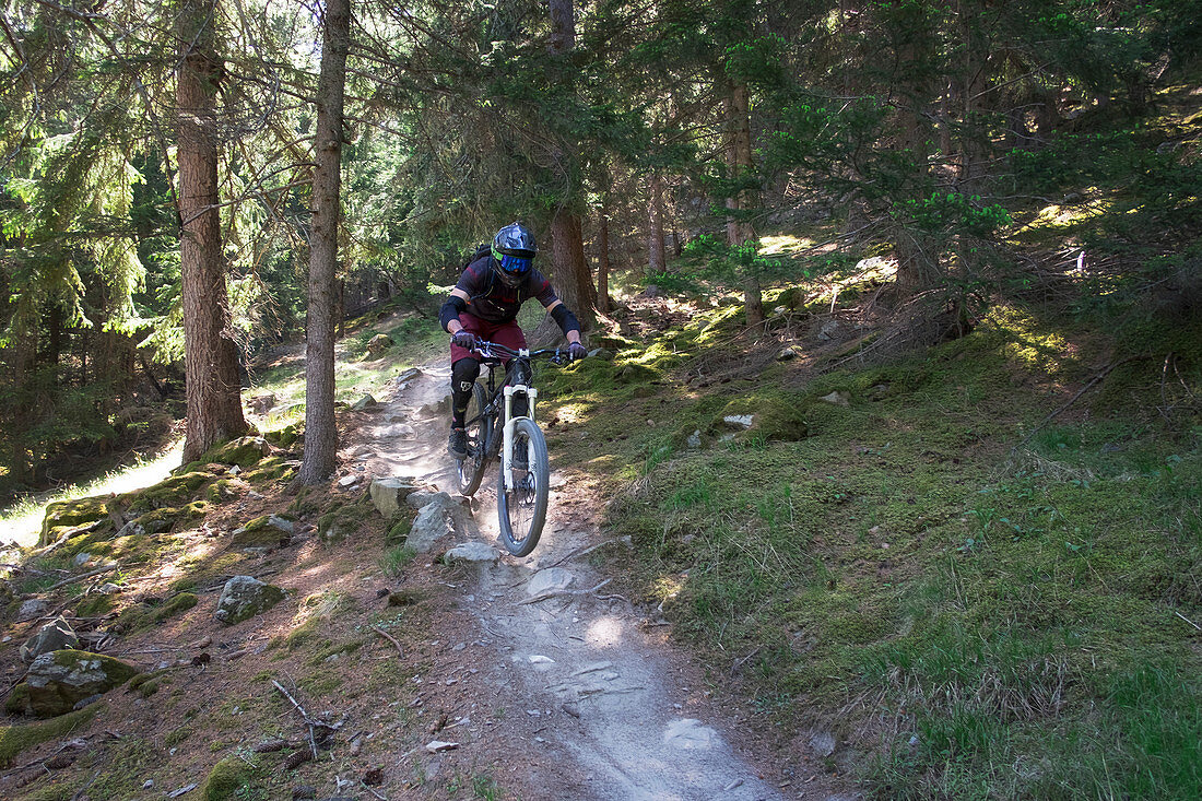 Mountain biking on the Holy Hansen Trail in Vinschgau, Italy