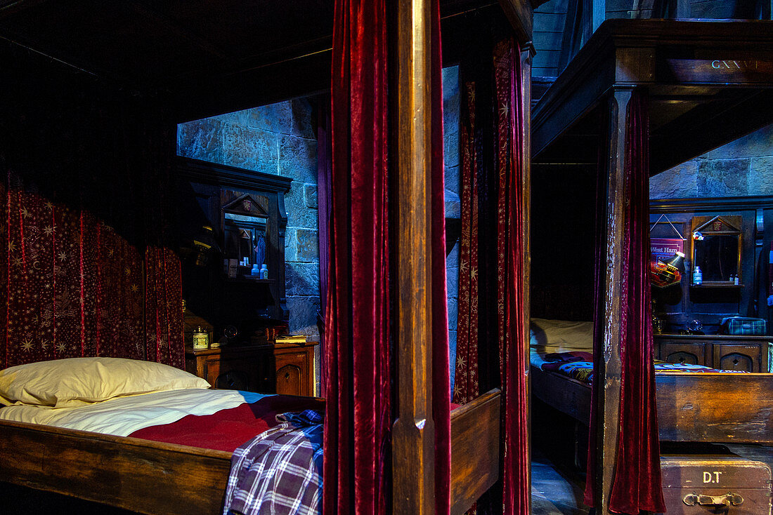 Das Gryffondor Dormitory, Studio Tour London, ' Making of Harry Potter', Warner Bros, Leavesden, Vereinigtes Königreich