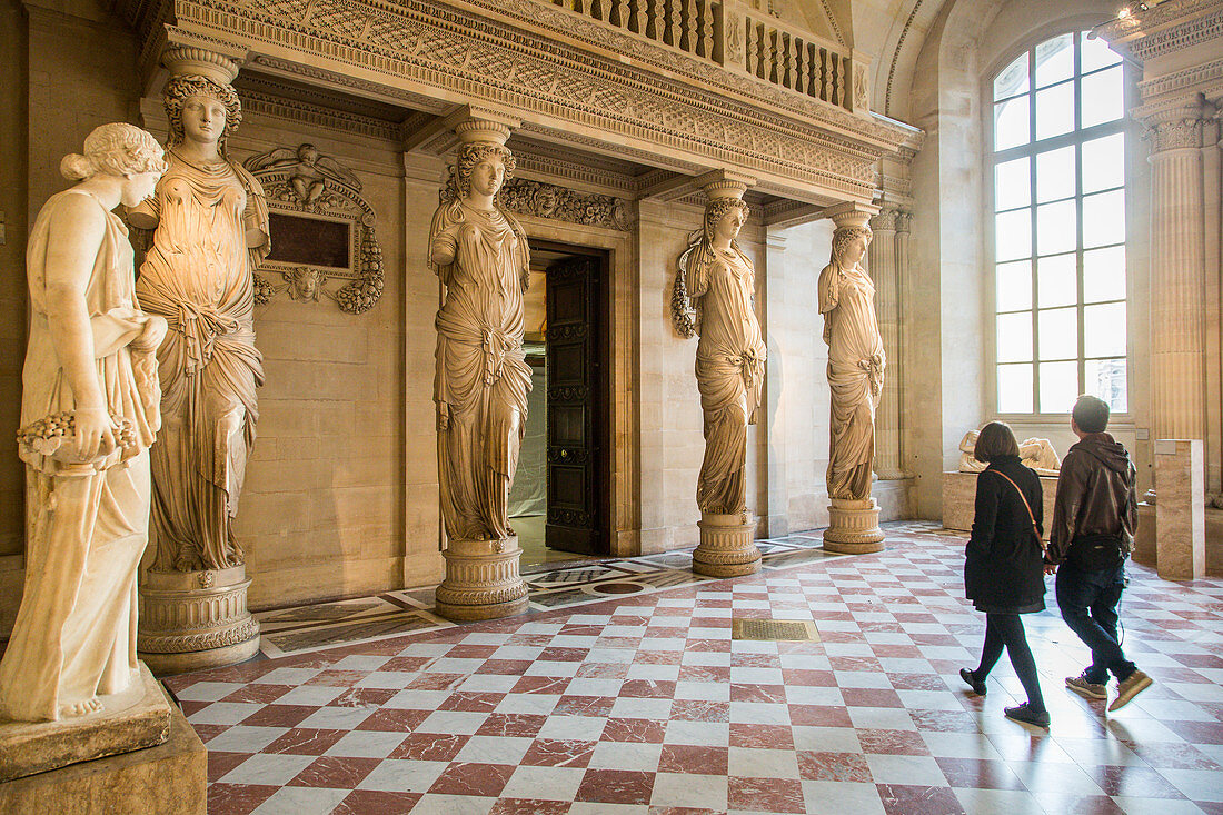 CARYATID ROOM, HALL OF CLASSICAL GREEK AND HELLENISTIC ART, SULLY WING, THE LOUVRE, PARIS, FRANCE