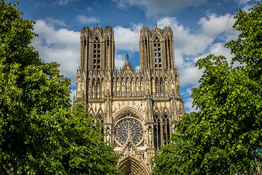 Kathedrale Notre-Dame de Reims, seit Dezember 1991 Unesco Weltkulturerbe, dies Ist die Kathedrale, in der alle Könige von Frankreich seit Clovis im 5. Jahrhundert gekrönt wurden, Marne, Grand Est Region, Frankreich