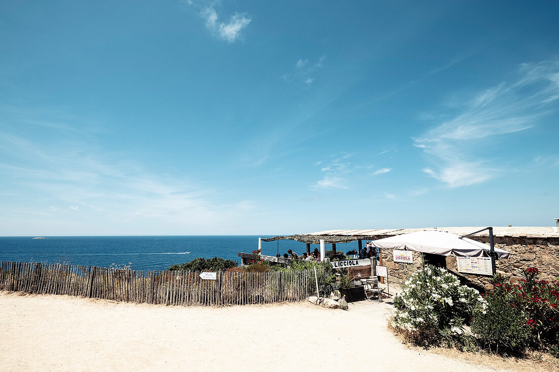 Coastal restaurant at Palasca, Corsica, France.