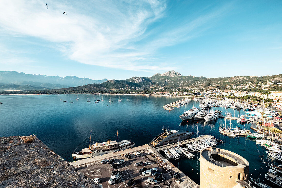 View from the citadel on Calvi, Corsica, France.