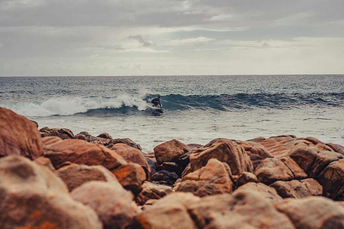 Surfers at Rocky Point, Dunsbrough near Margaret River, Western Australia, Australia, Oceania