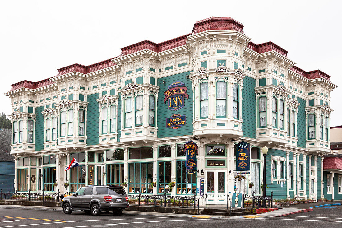 Historic downtown Ferndale, Highway 1, California, USA