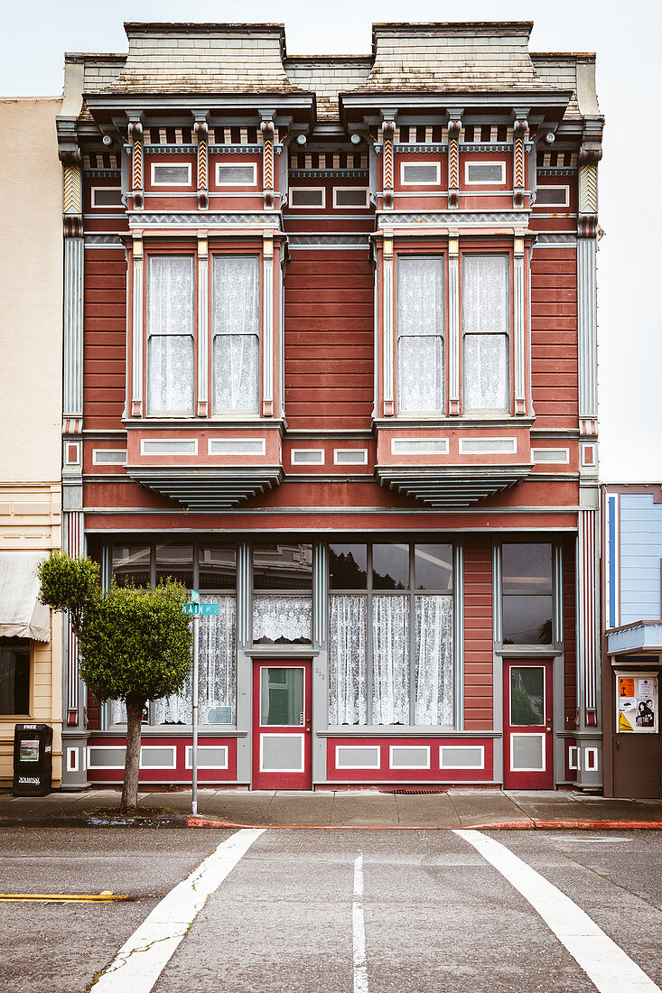 Historic downtown Ferndale, Highway 1, California, USA