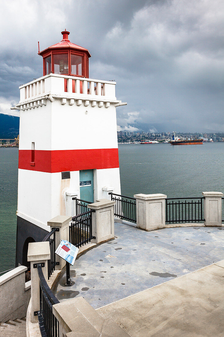 Vancouver, Brockton Point Lighthouse with a view to North Vancouver, Canada