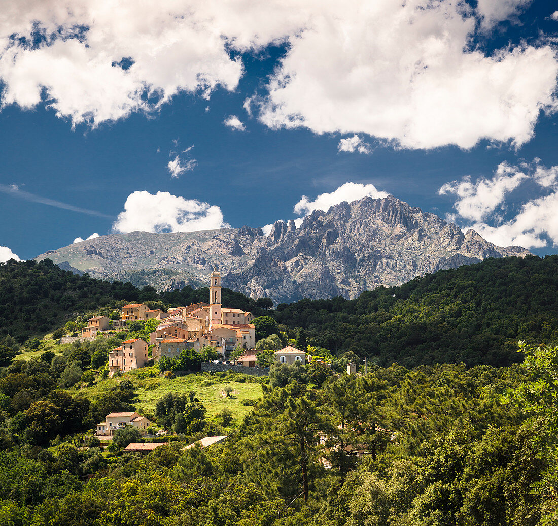Mountain village in Corsica, France