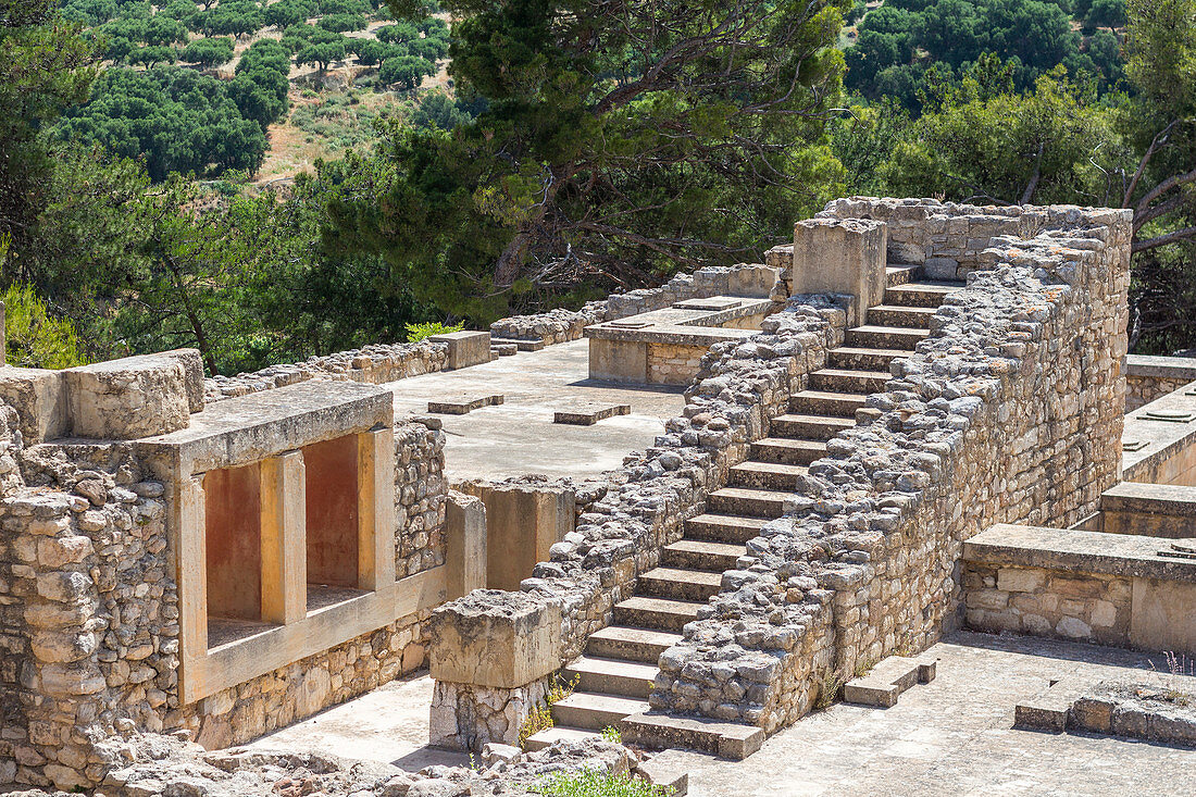 Antike Treppe auf dem Gelände des Palast von Knossos, Kreta, Griechenland