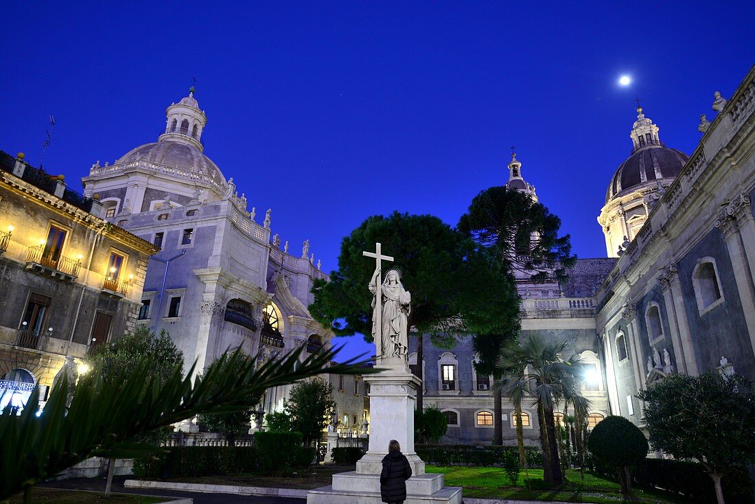 Evening at the Duomo, Catania, east coast, Sicily, Italy
