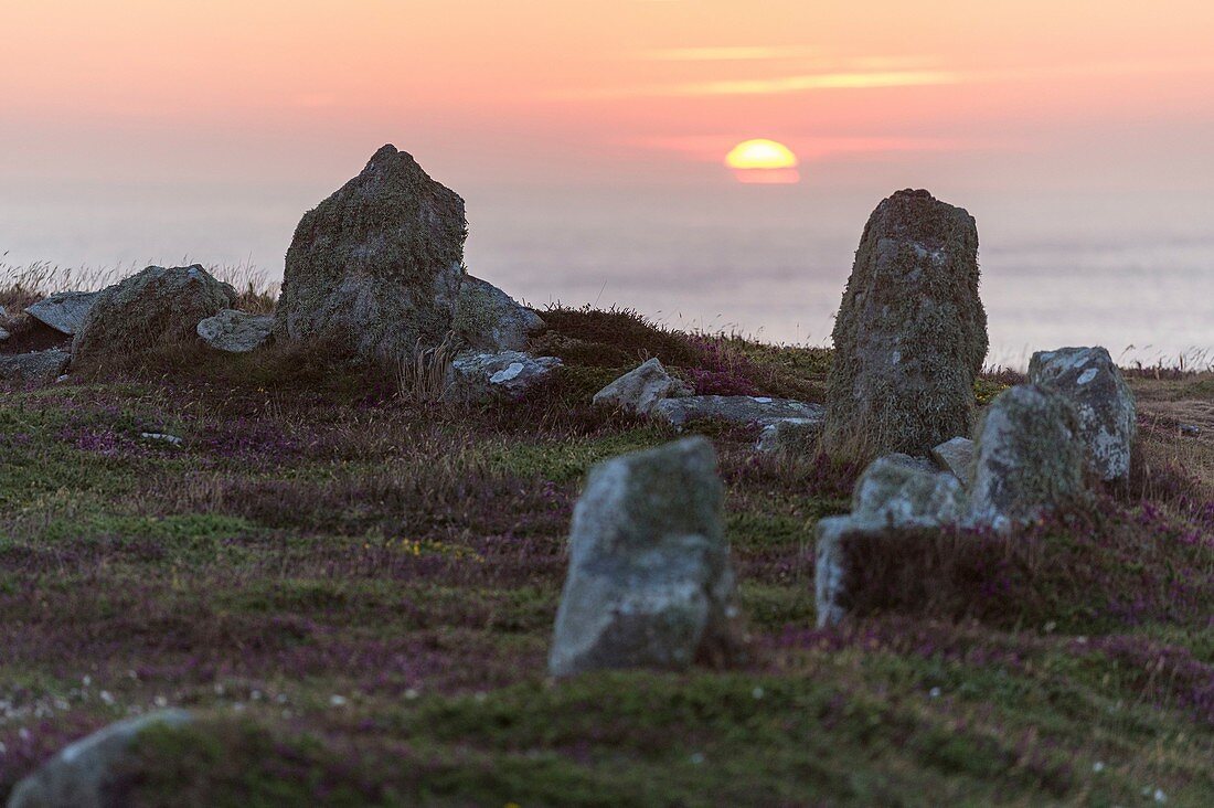 France, Finistere, Ouessant island, Cromlech at the tip of Pen Ar Lan