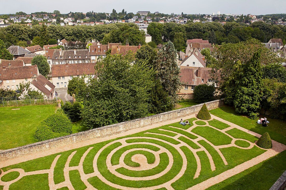 Frankreich, Eure et Loir, Chartres, Kathedrale Notre Dame von Chartres, UNESCO Weltkulturerbe, Labyrinth-Garten