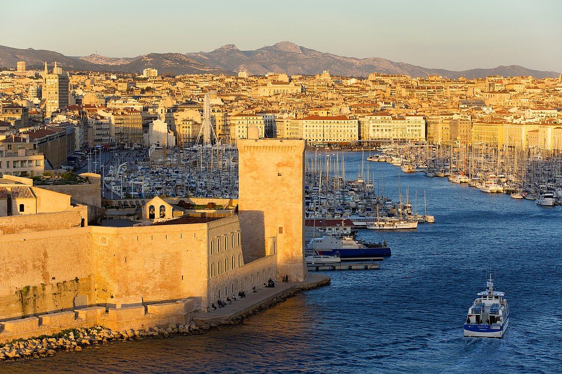 France, Bouches du Rhone, Marseille, the Vieux Port and Fort Saint Jean (seventeenth century) historical monument