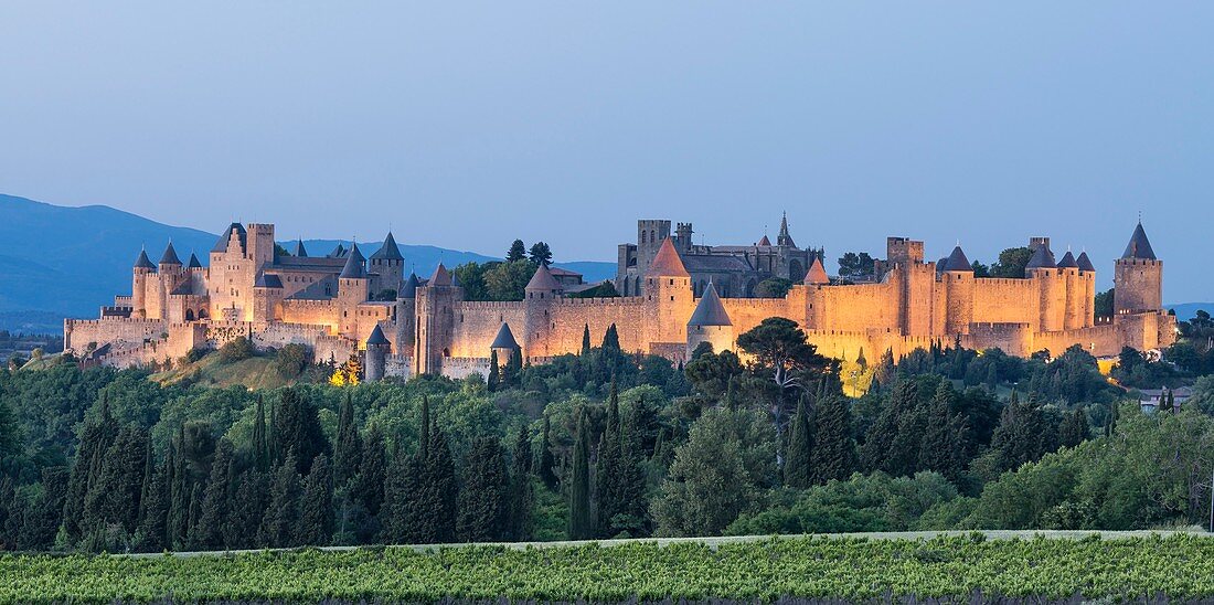 France, Aude, the walled town of Carcassonne, listed as World Heritage by UNESCO