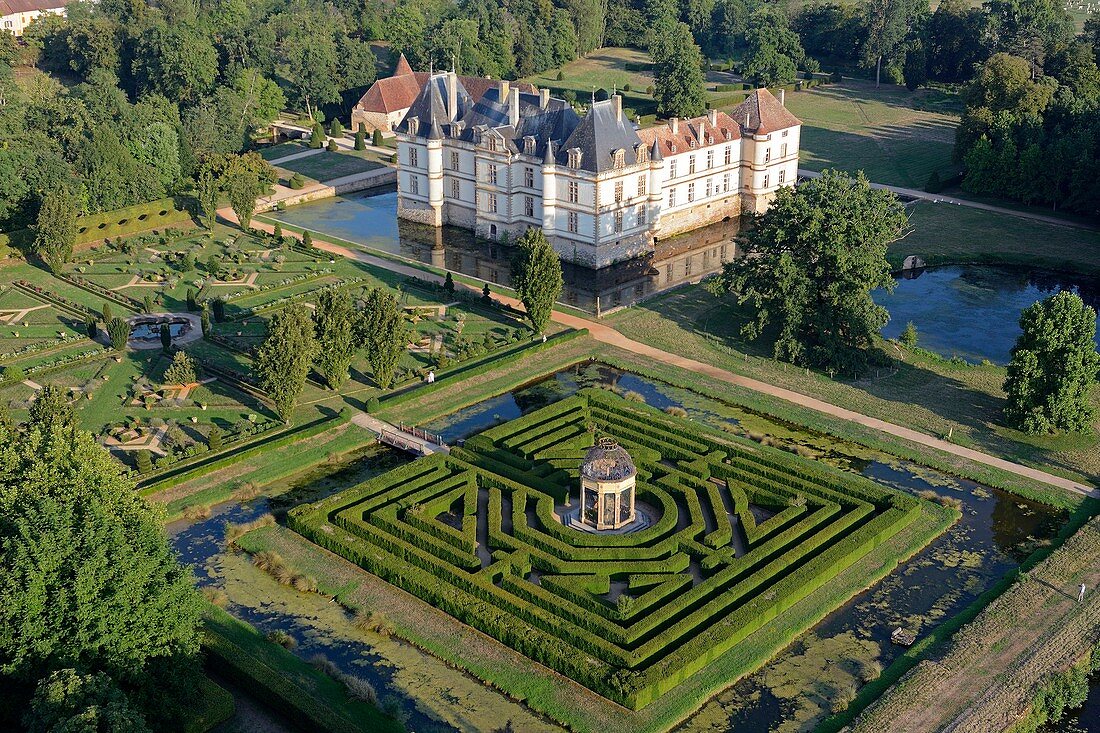 France, Saone et Loire, Cormatin, the castle (aerial view)