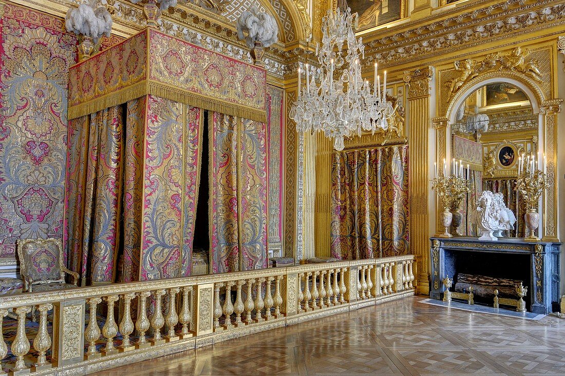 France, Yvelines, Versailles palace listed as World Heritage by UNESCO, the king's bedchamber
