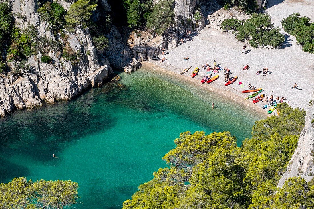 Frankreich, Bouches-du-Rhône, Marseille, Nationalpark Calanques, die Bucht von En Vau