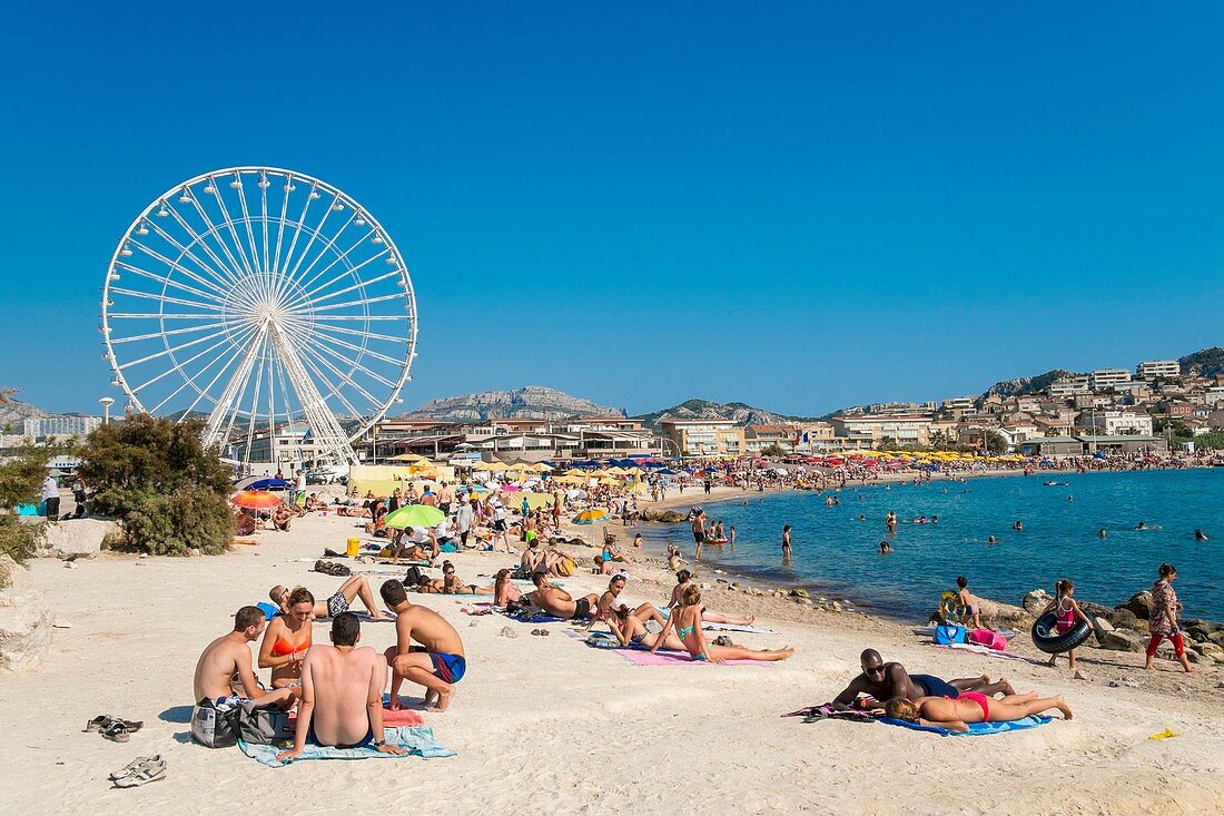 France, Bouches du Rhone, Marseille, the Prado beaches, the Borely beach and the Big Wheel
