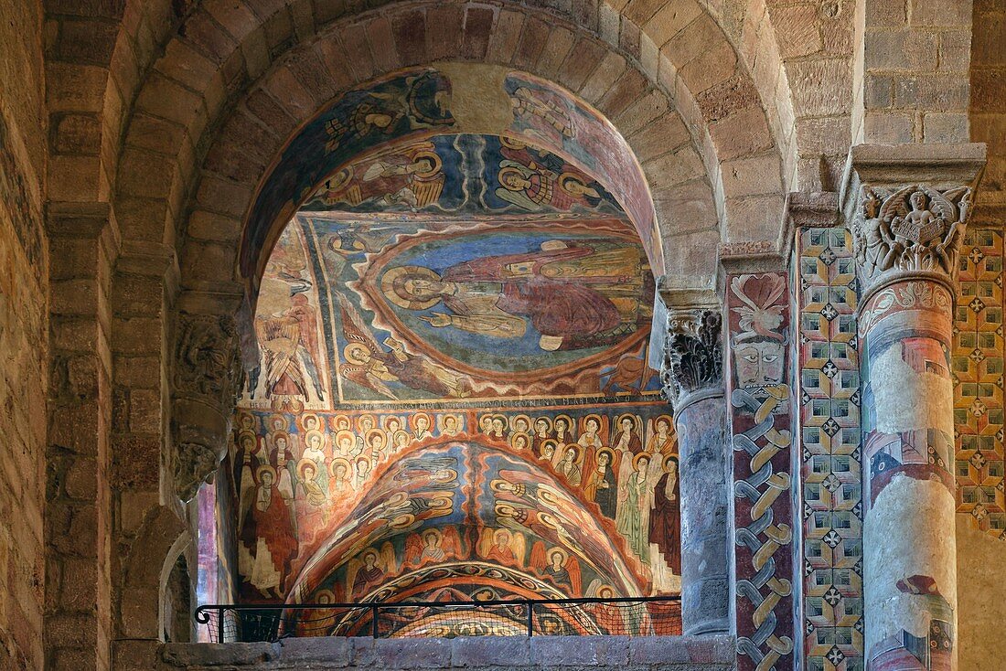 France, Haute Loire, Brioude, Basilica of Saint Julien, frescoes in Saint Michel chapel