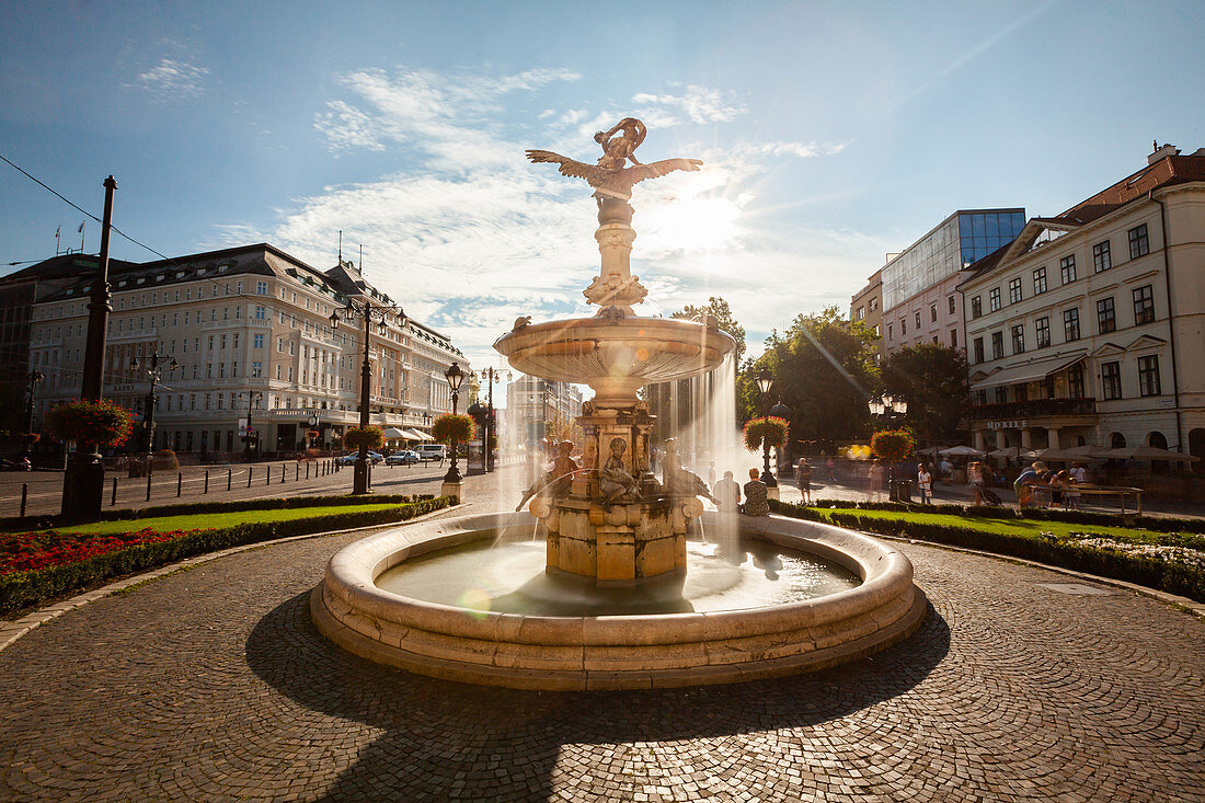 View of Ganymede's Fountain, Bratislava, Slovakia