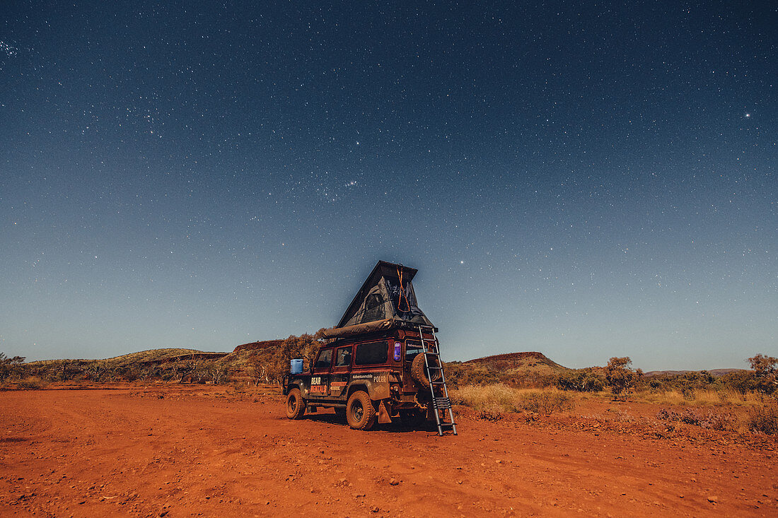 Moonlight at Hamersley Gorge in Karijini National Park in Western Australia, Australia, Oceania;