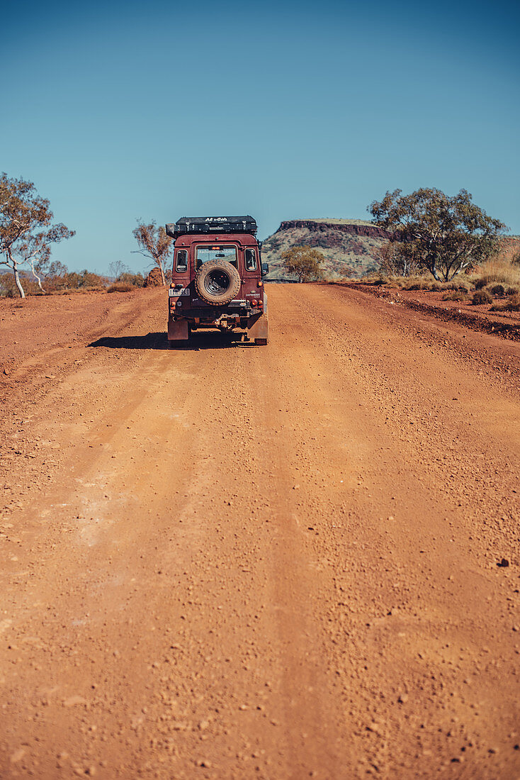Off-road vehicle in Karijini National Park in Western Australia, Australia, Oceania;