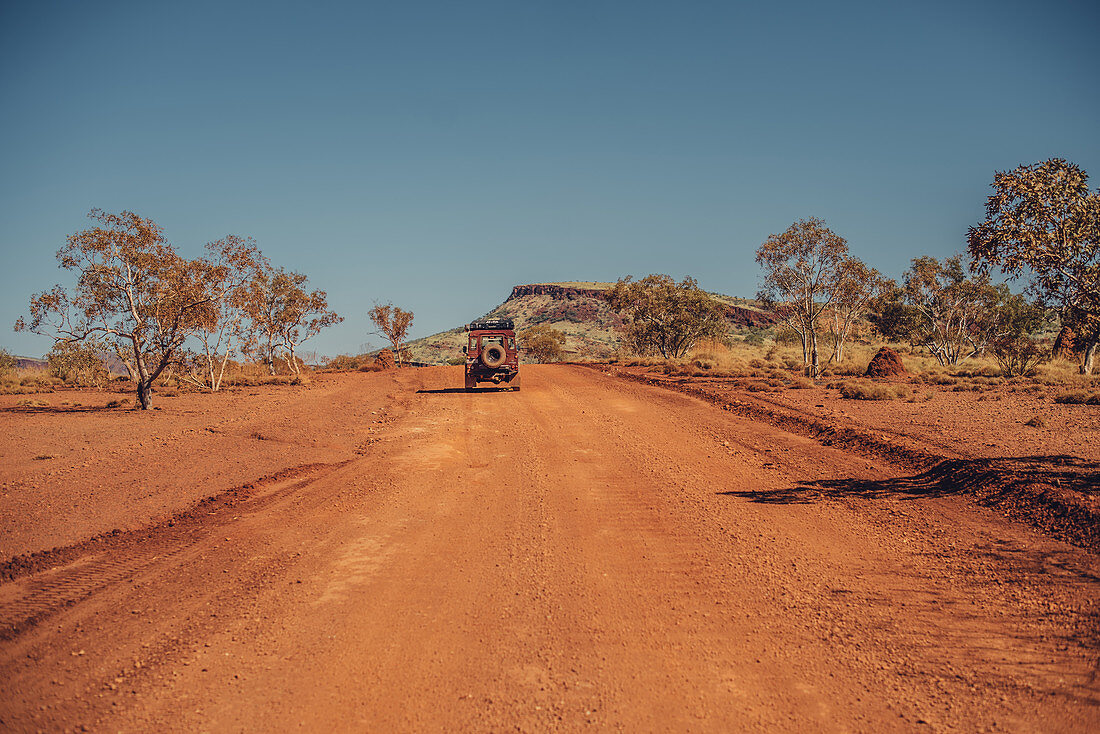 Off-road vehicle in Karijini National Park in Western Australia, Australia, Oceania;