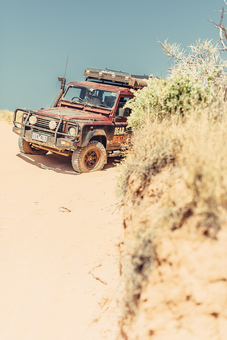 Four wheel drive vehicle in the outback near Coral Bay in Western Australia, Australia, Oceania;