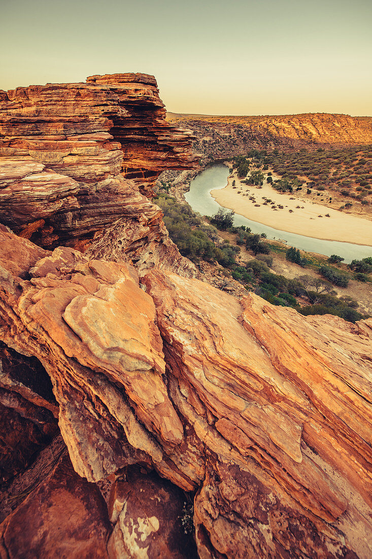 Evening mood at the Natures Window in Kalbarri National Park in Western Australia, Australia, Oceania;