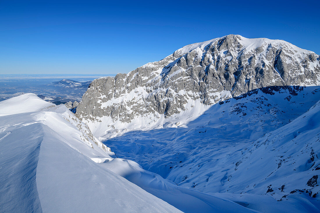 Hoher Göll in winter, from Hohes Brett, Berchtesgaden National Park, Berchtesgaden Alps, Upper Bavaria, Bavaria, Germany